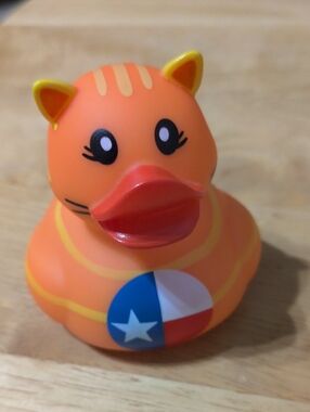 Orange Cat With Texas Flag On Chest Duck